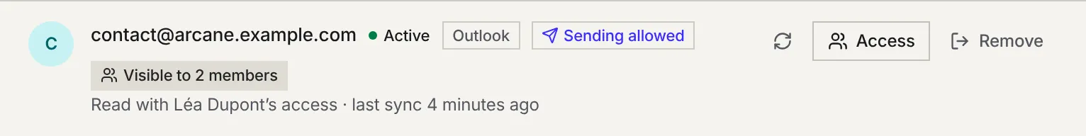 A connected Google account: address, Active dot, Sending allowed badge, last sync, Keep attachments and Email AI Filtering switches.